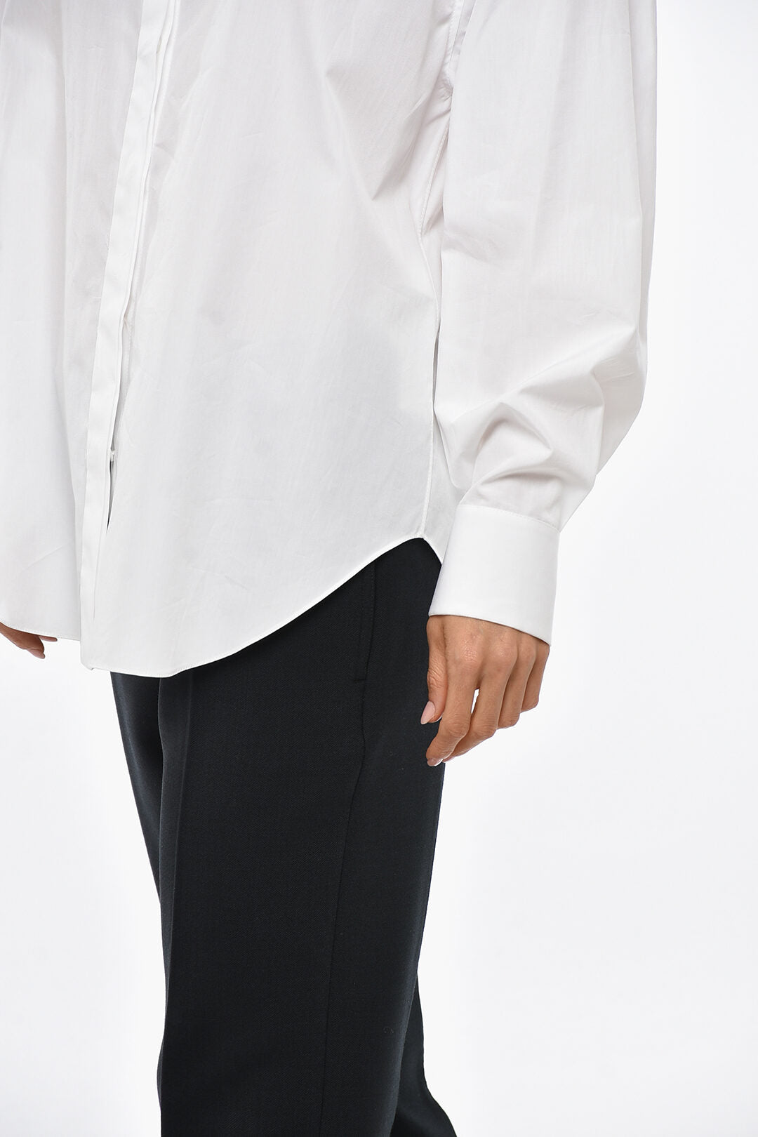 Alexander McQueen Poplin Shirt with Draped Collar