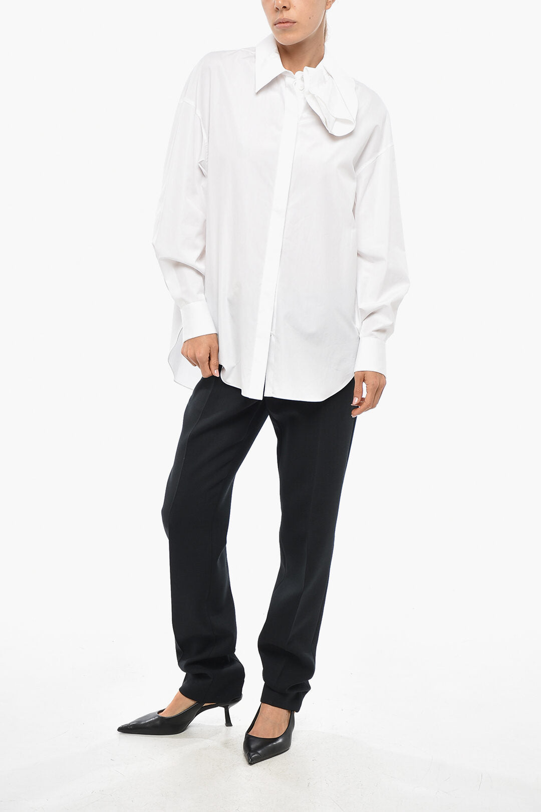 Alexander McQueen Poplin Shirt with Draped Collar