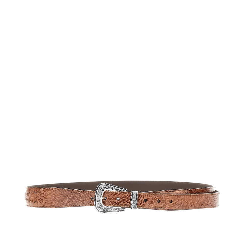 BRUNELLO CUCINELLI Brunello Cucinelli Men Engraved Buckle Leather Belt