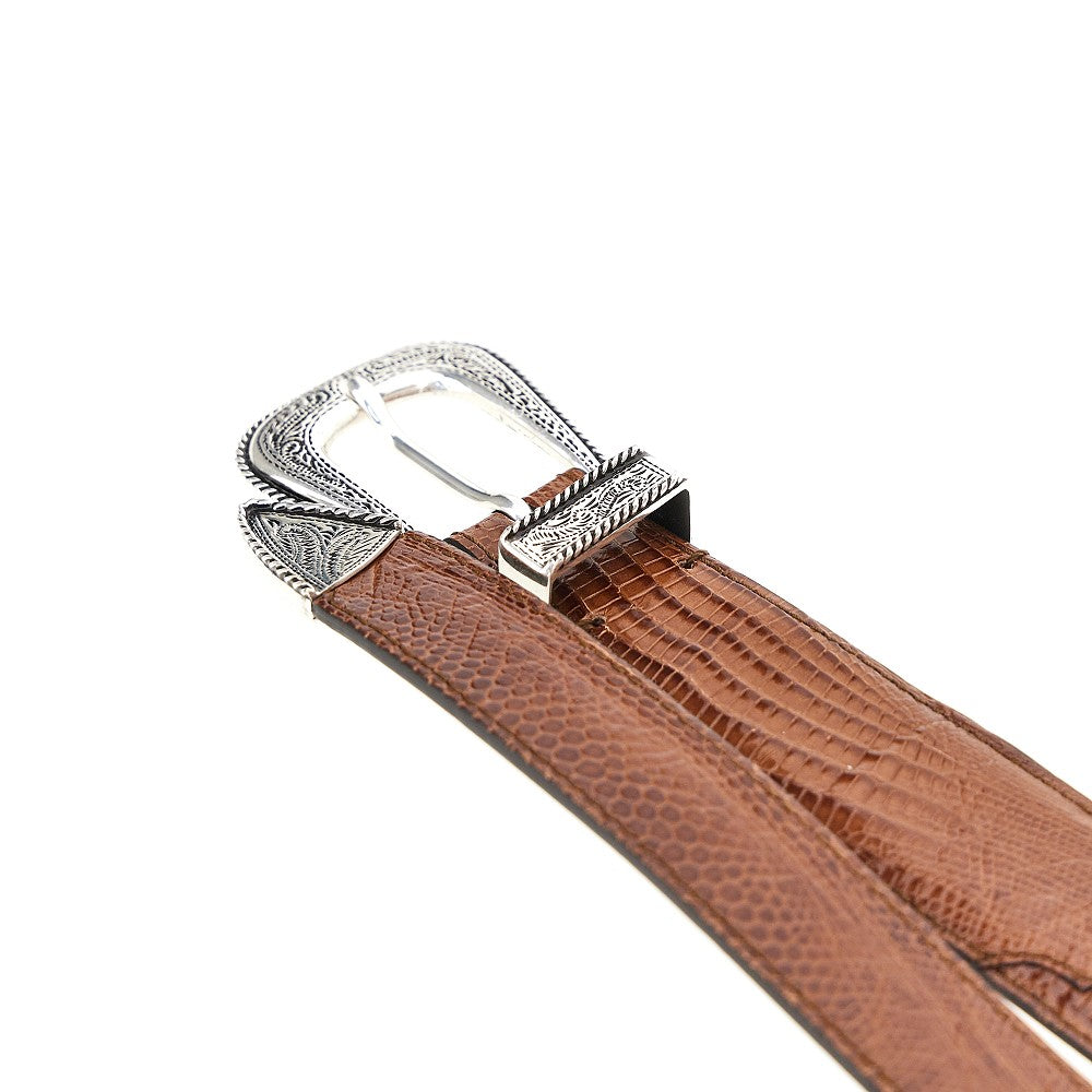 BRUNELLO CUCINELLI Brunello Cucinelli Men Engraved Buckle Leather Belt