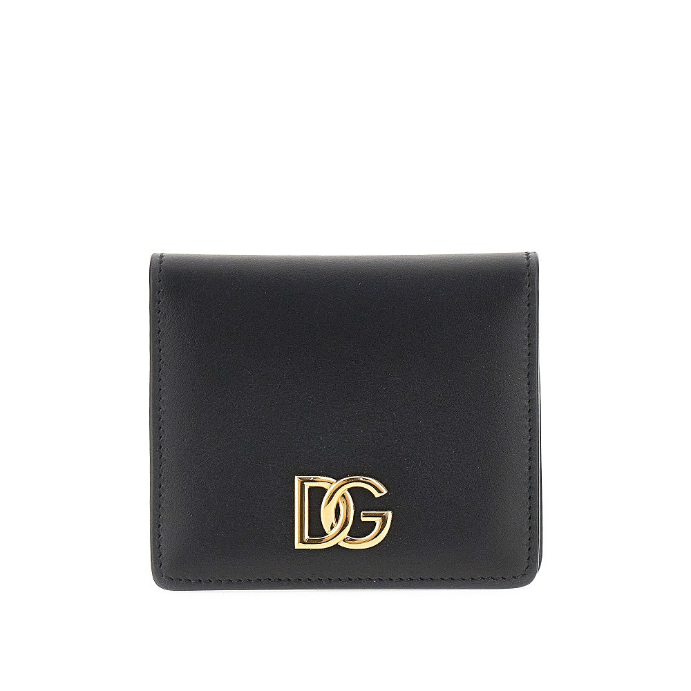 Dolce&Gabbana Women Leather Bi-Fold Cardholder With Logo