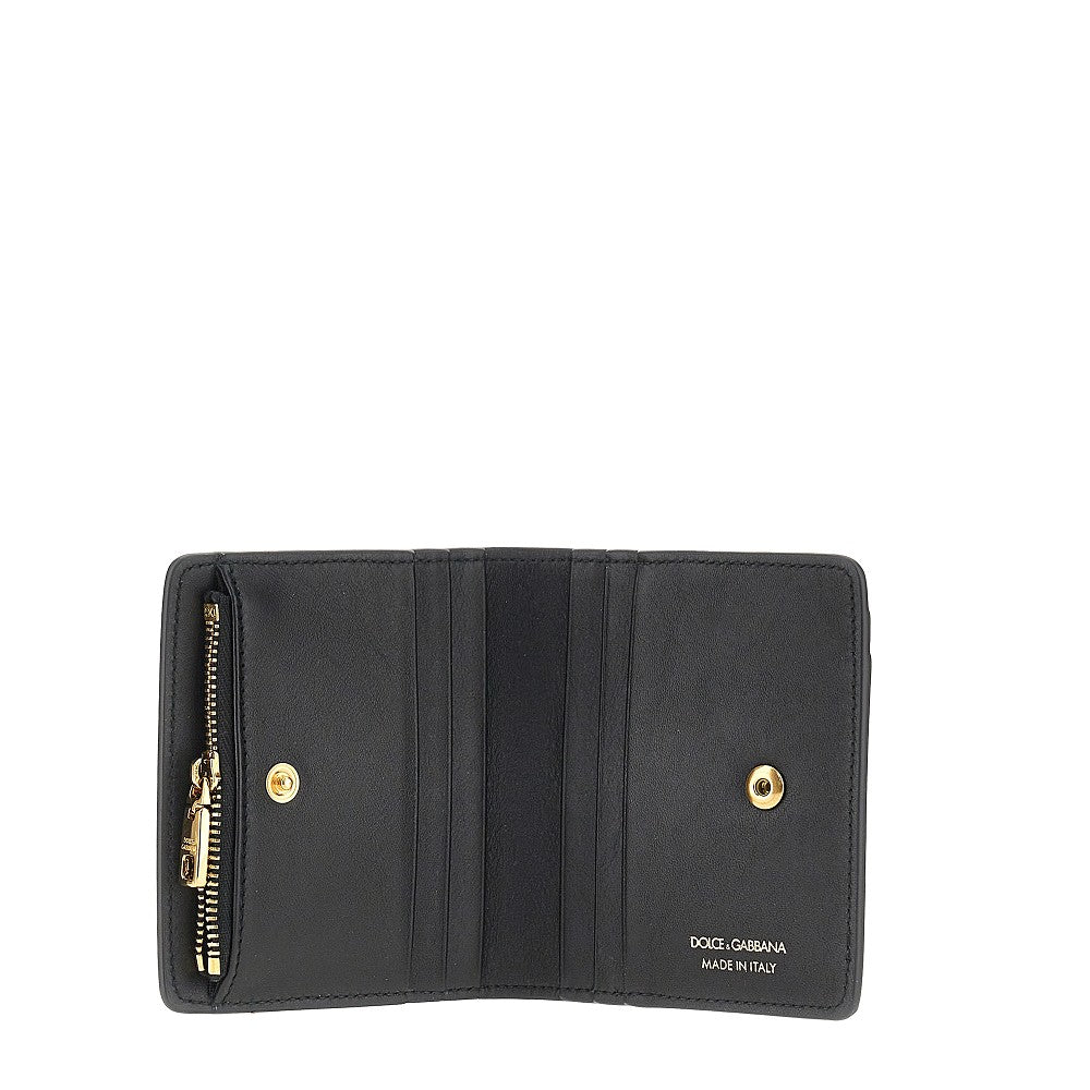 Dolce&Gabbana Women Leather Bi-Fold Cardholder With Logo