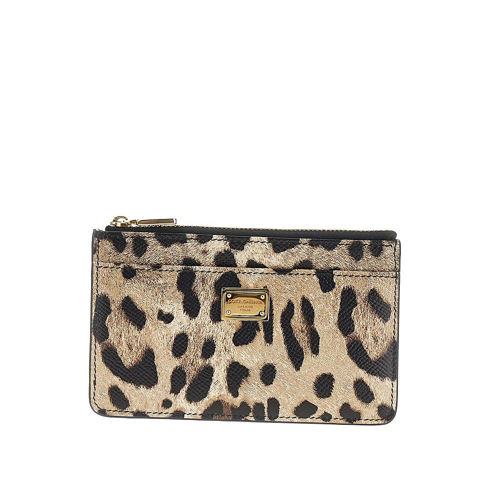 Dolce&Gabbana Women Leopard-Print Leather Cardholder Pouch