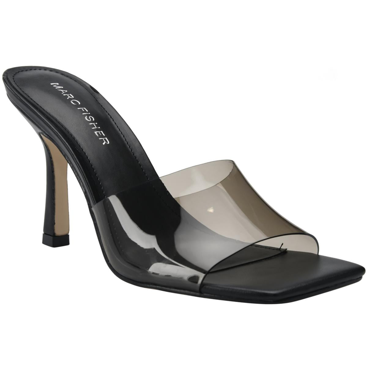 Danria Womens Solid Peep-Toe Heels 7.5 Medium Black Clear