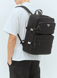 Prada Prada Men Re-Nylon And Saffiano Leather Backpack
