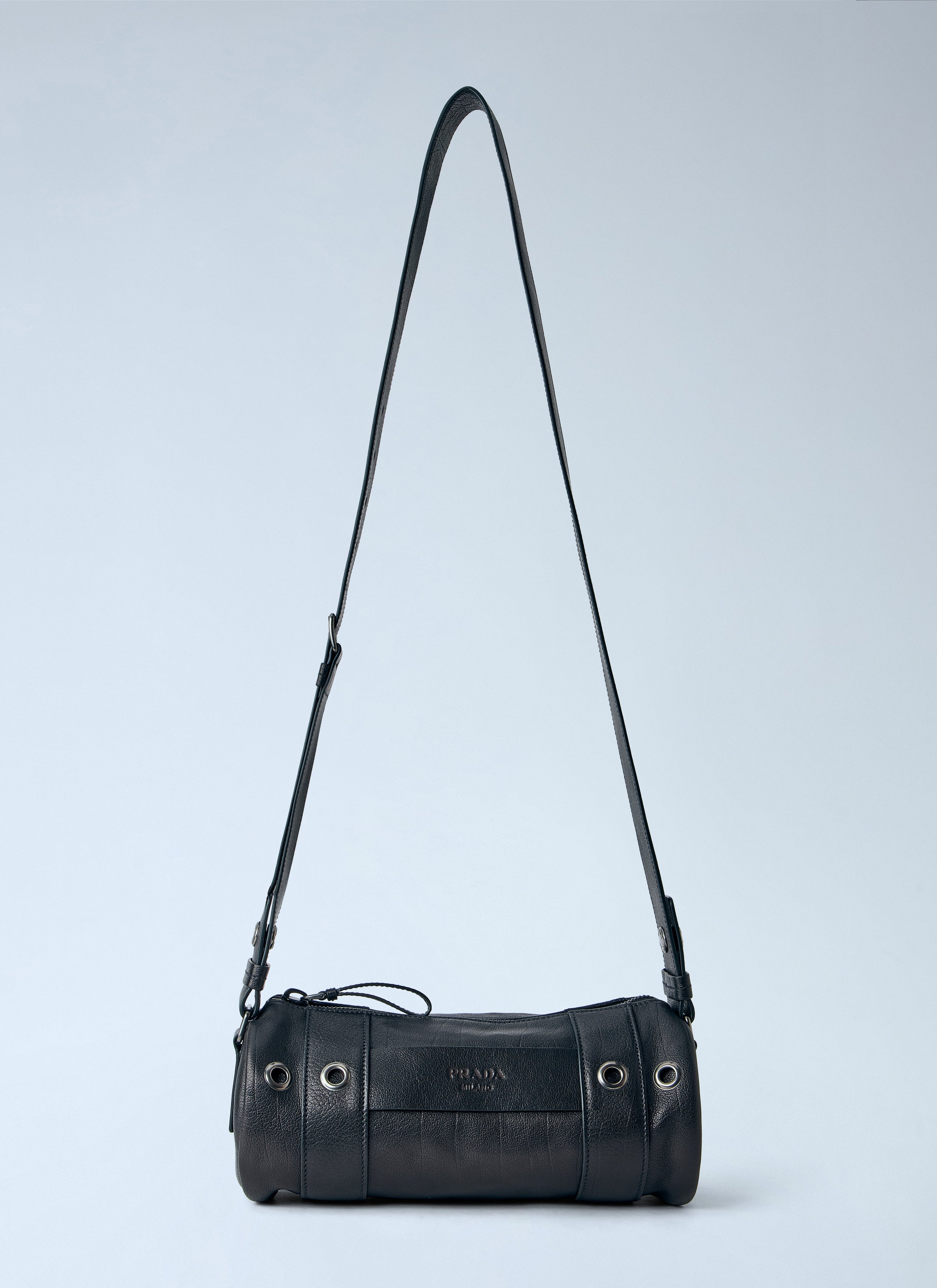 Prada Prada Men Eyelet Detail Leather Cylinder Bag
