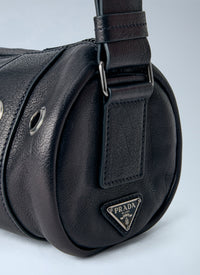 Prada Prada Men Eyelet Detail Leather Cylinder Bag