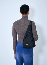 Prada Men Asymmetric Nylon Sling Bag