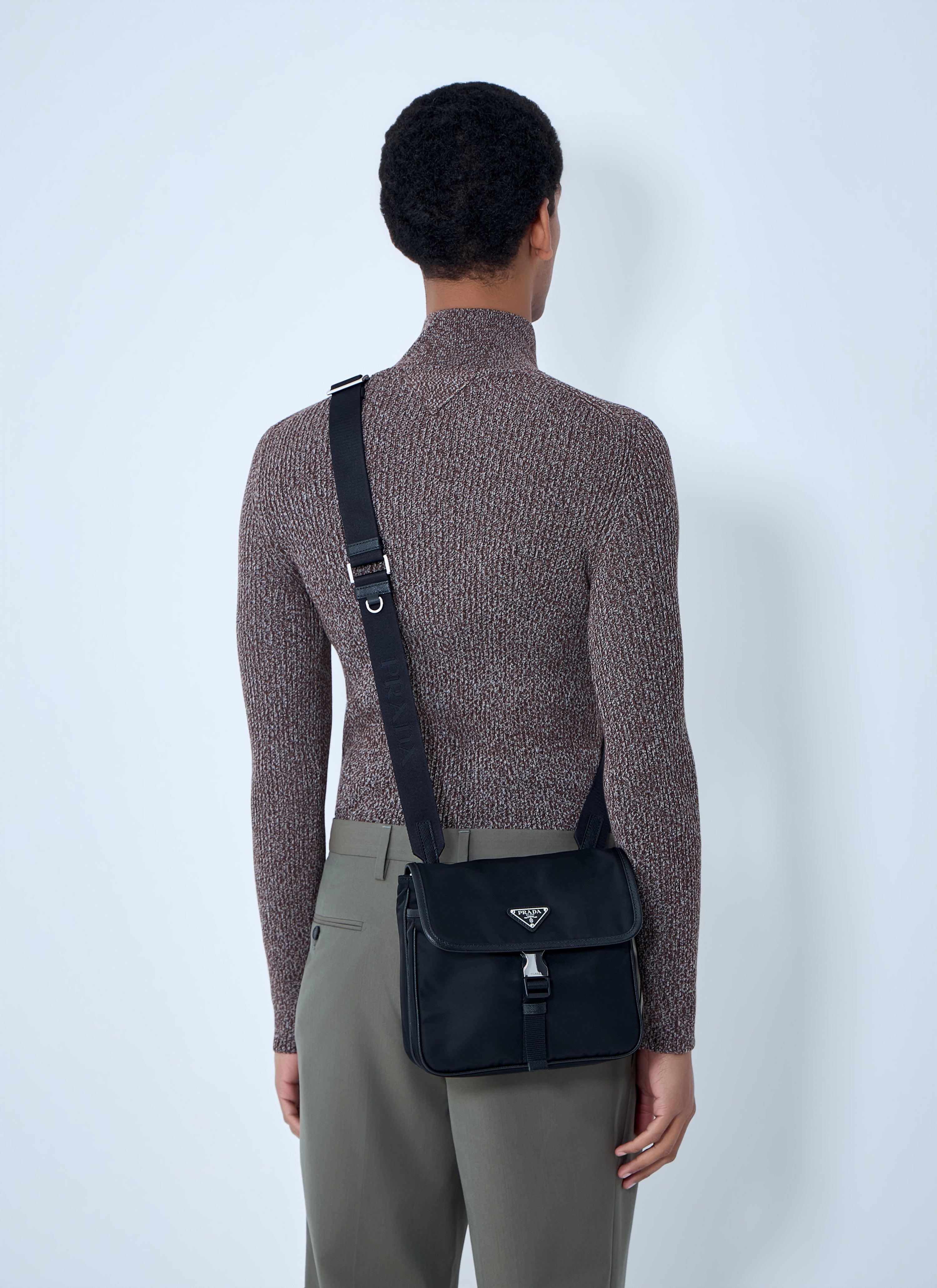 Prada Men Re-Nylon And Saffiano Leather Shoulder Bag