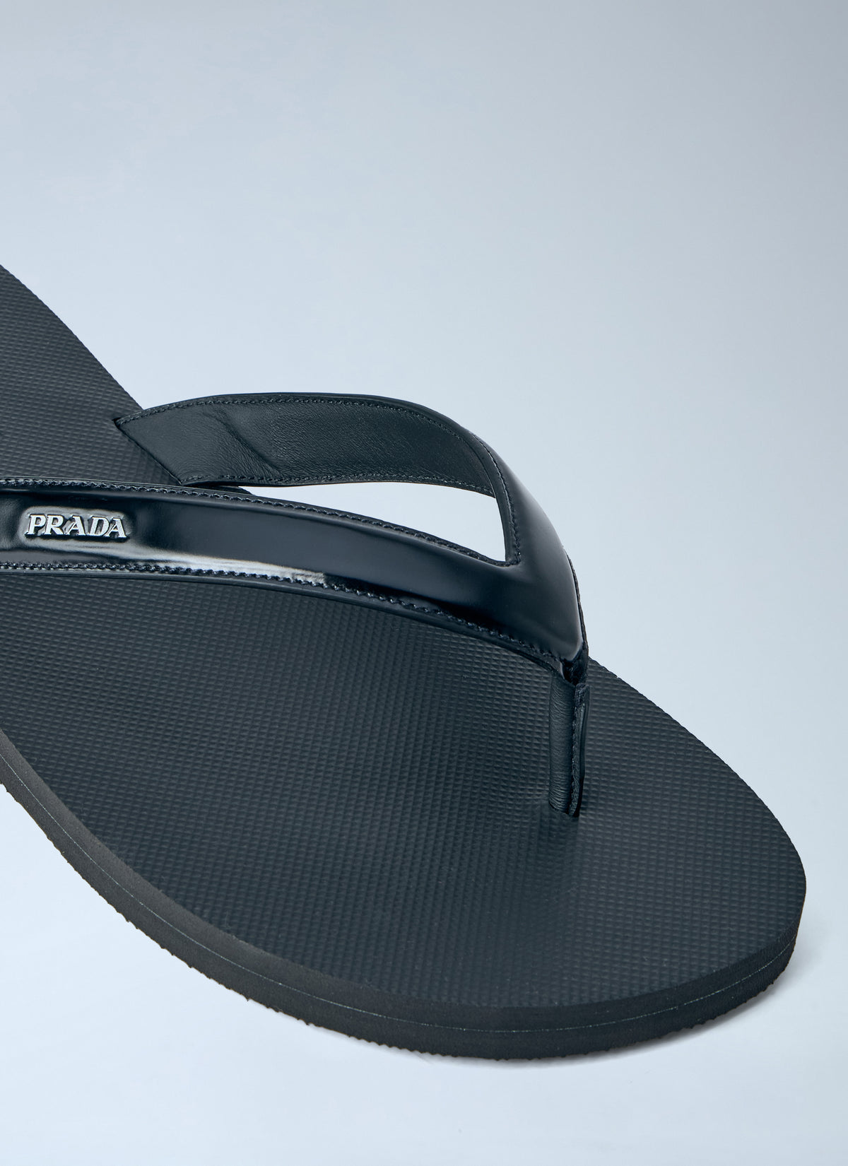 Prada Men Logo-Embossed Leather Flip-Flop Sandals