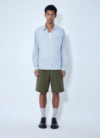 Prada Men Zip-Front Stripe Shirt