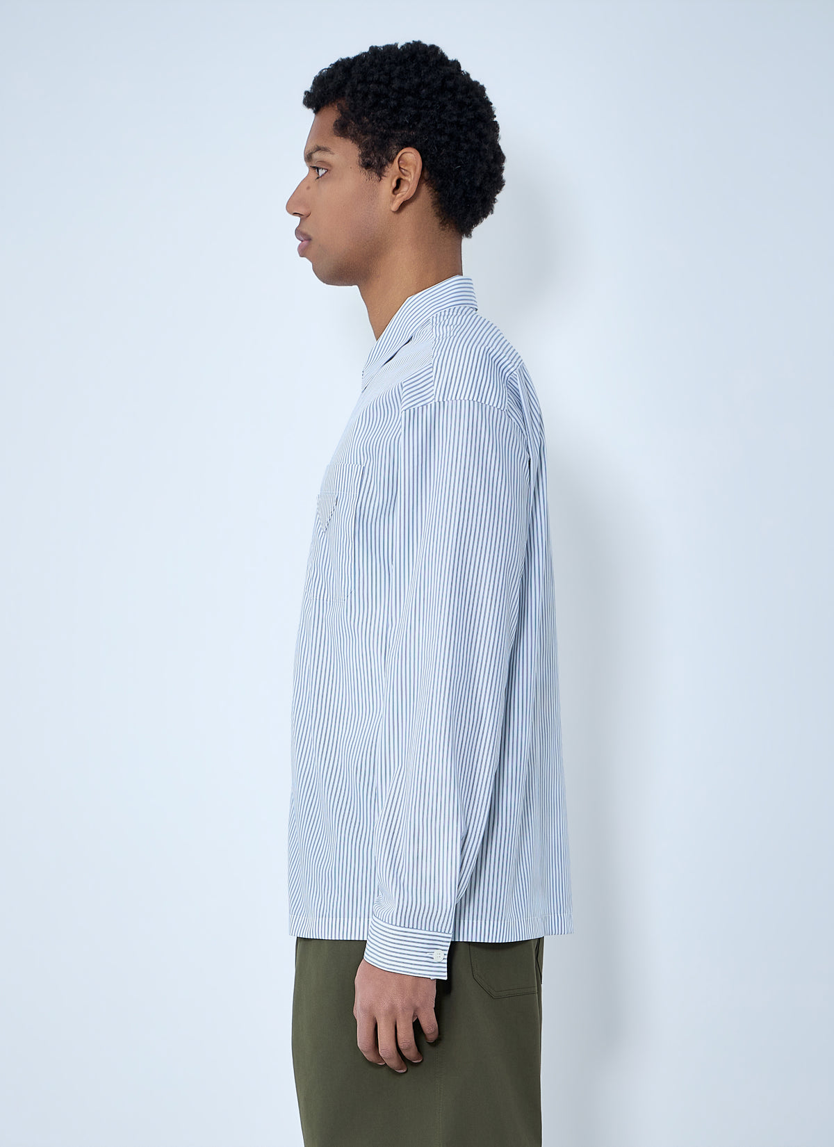 Prada Men Zip-Front Stripe Shirt