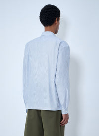 Prada Men Zip-Front Stripe Shirt