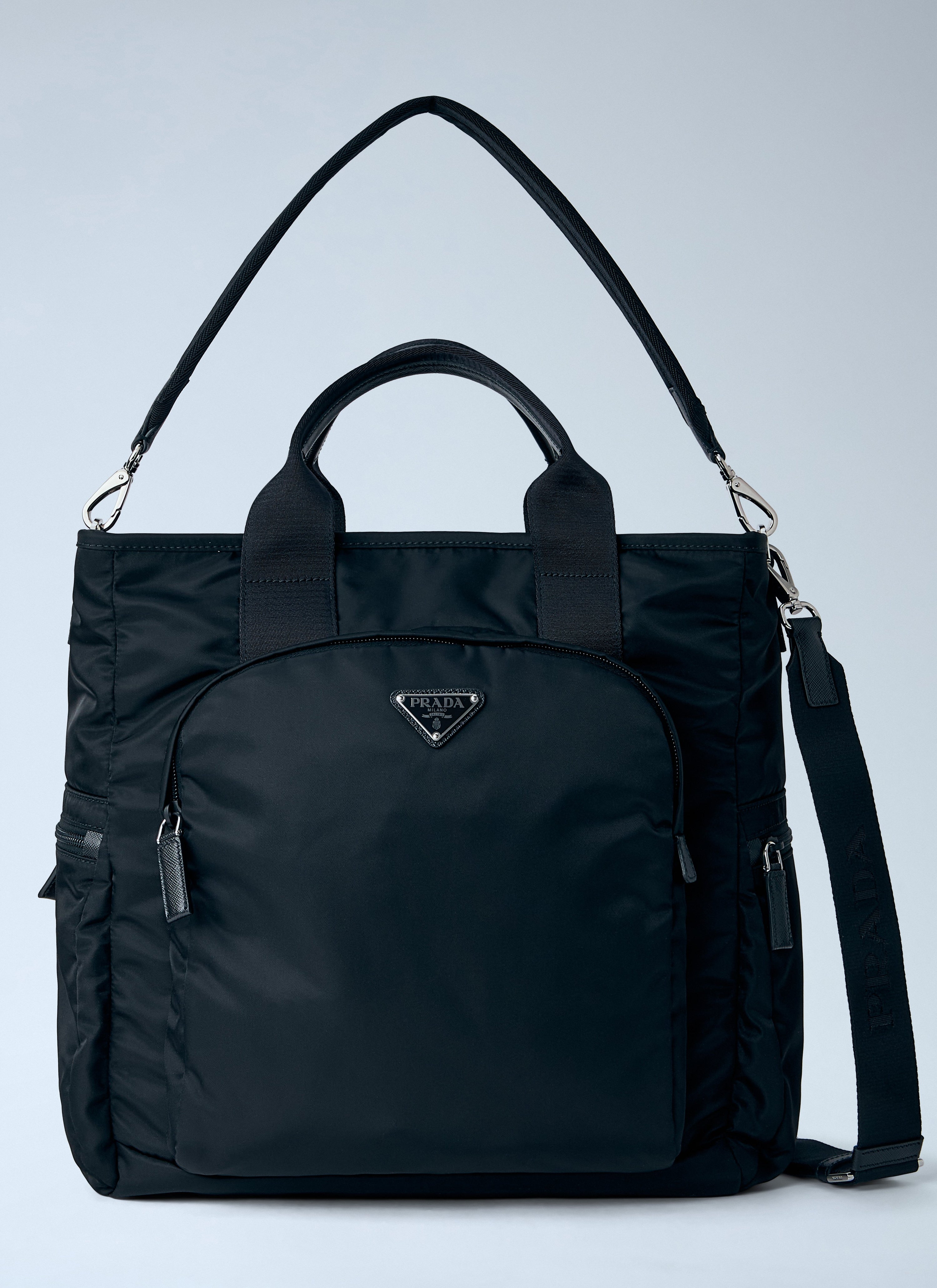 Prada Prada Men Re-Nylon Logo-Plaque Tote Bag