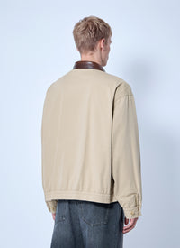 Prada Men Zip-Up Jacket With Contrast Collar