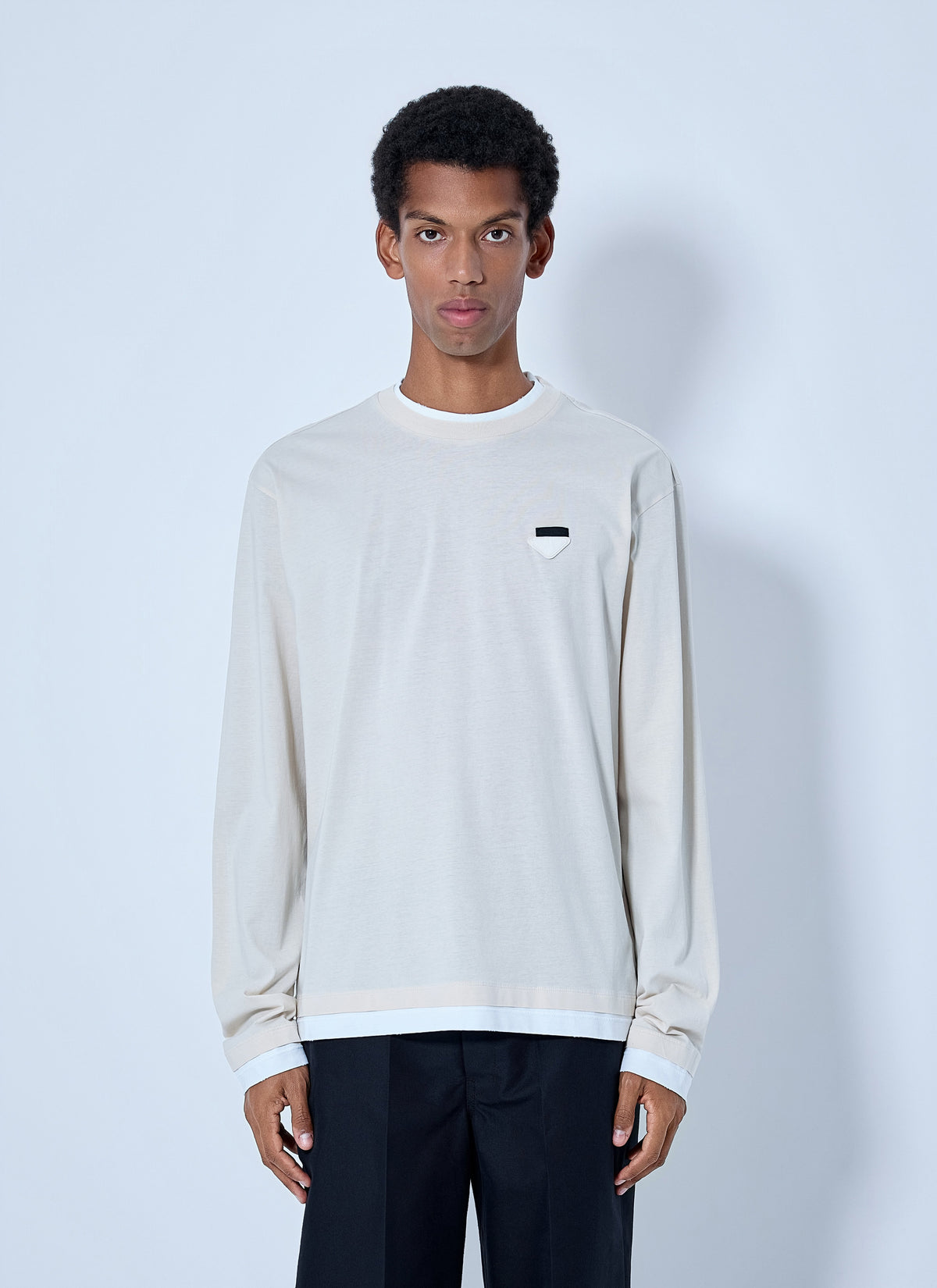 Prada Men Long- Sleeve Cotton T-Shirt