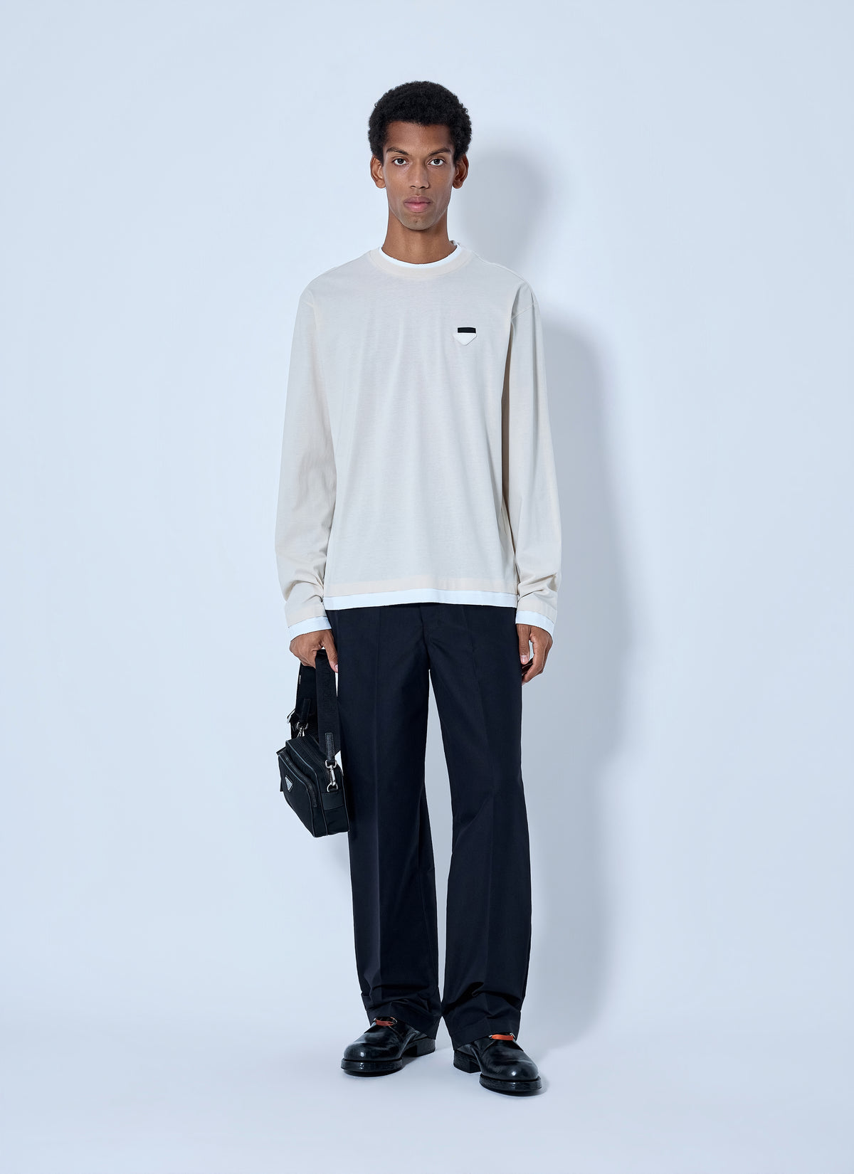 Prada Men Long- Sleeve Cotton T-Shirt