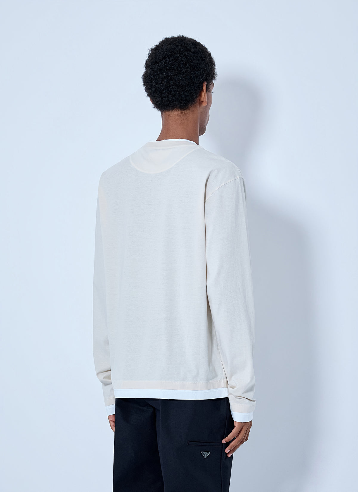 Prada Men Long- Sleeve Cotton T-Shirt