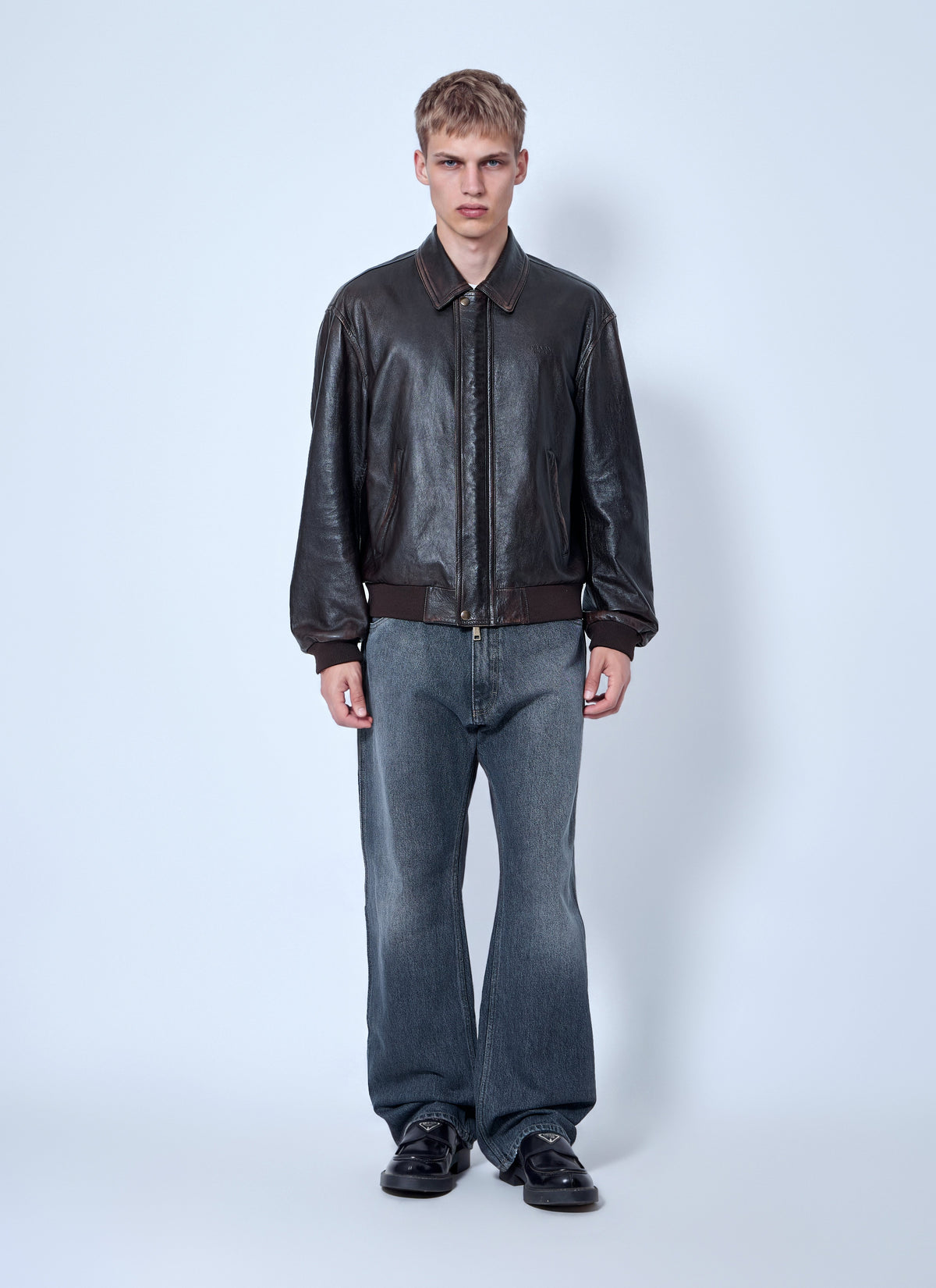 Prada Men Nappa Leather Bomber Jacket
