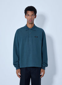 Prada Men Piqué Long Sleeve Polo Shirt