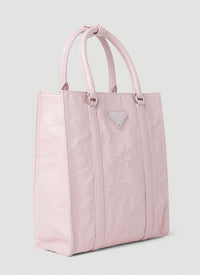 Prada Women Crinkled Leather Tote Bag