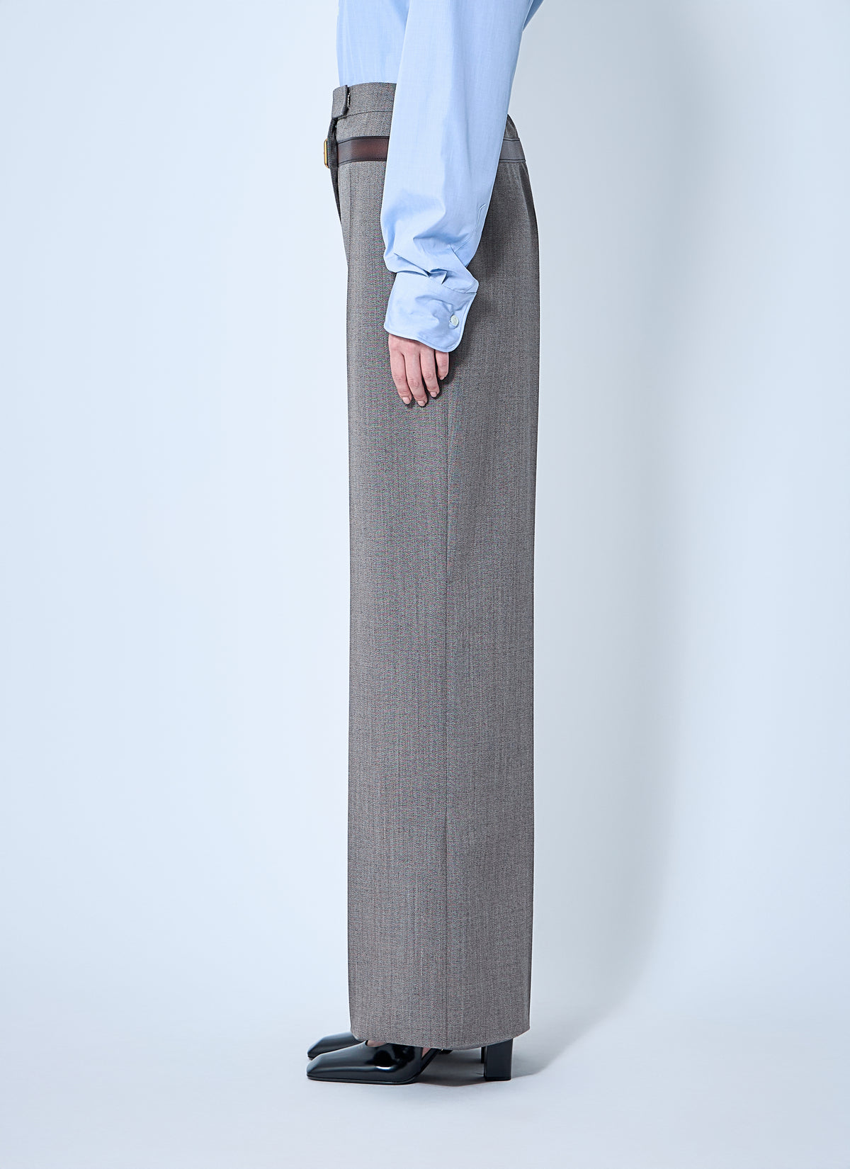Prada Women Technical Wool Pants With Printed Belt