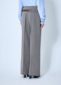Prada Women Technical Wool Pants With Printed Belt