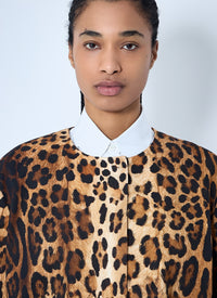 Prada Women Single-Breasted Leopard Print Drill Coat