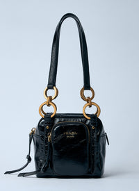 Prada Women Mini Dangle Leather Handbag