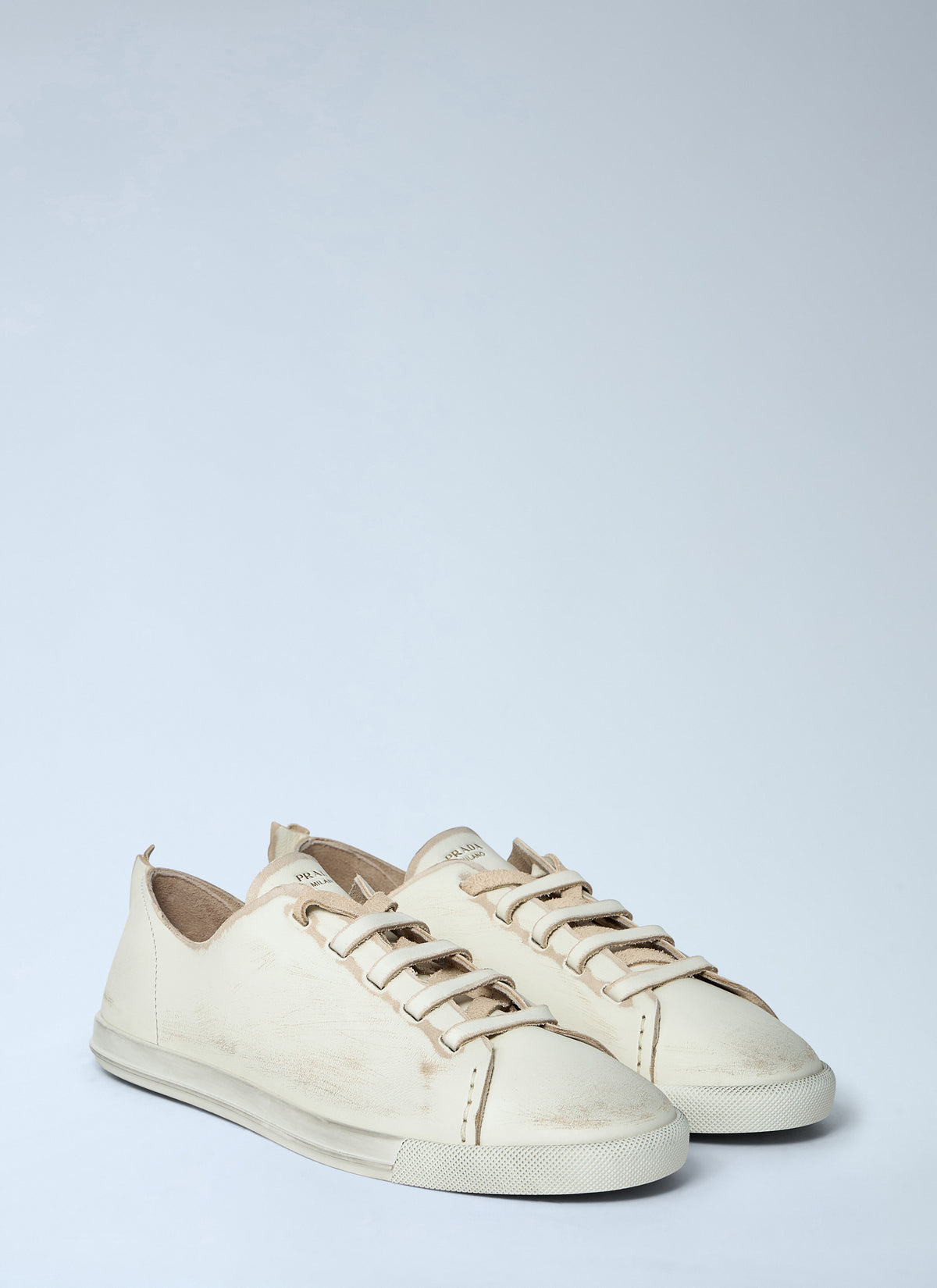 Prada Women Antiqued Leather Sneakers