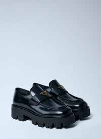 Prada Women Brushed Leather Loafers