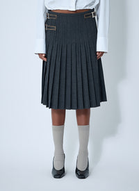 Prada Women Pleated Rush Stitch Skirt With Belt