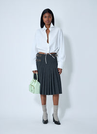 Prada Women Pleated Rush Stitch Skirt With Belt