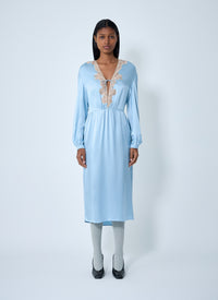 Prada Women Satin Crepe And Lace Dress