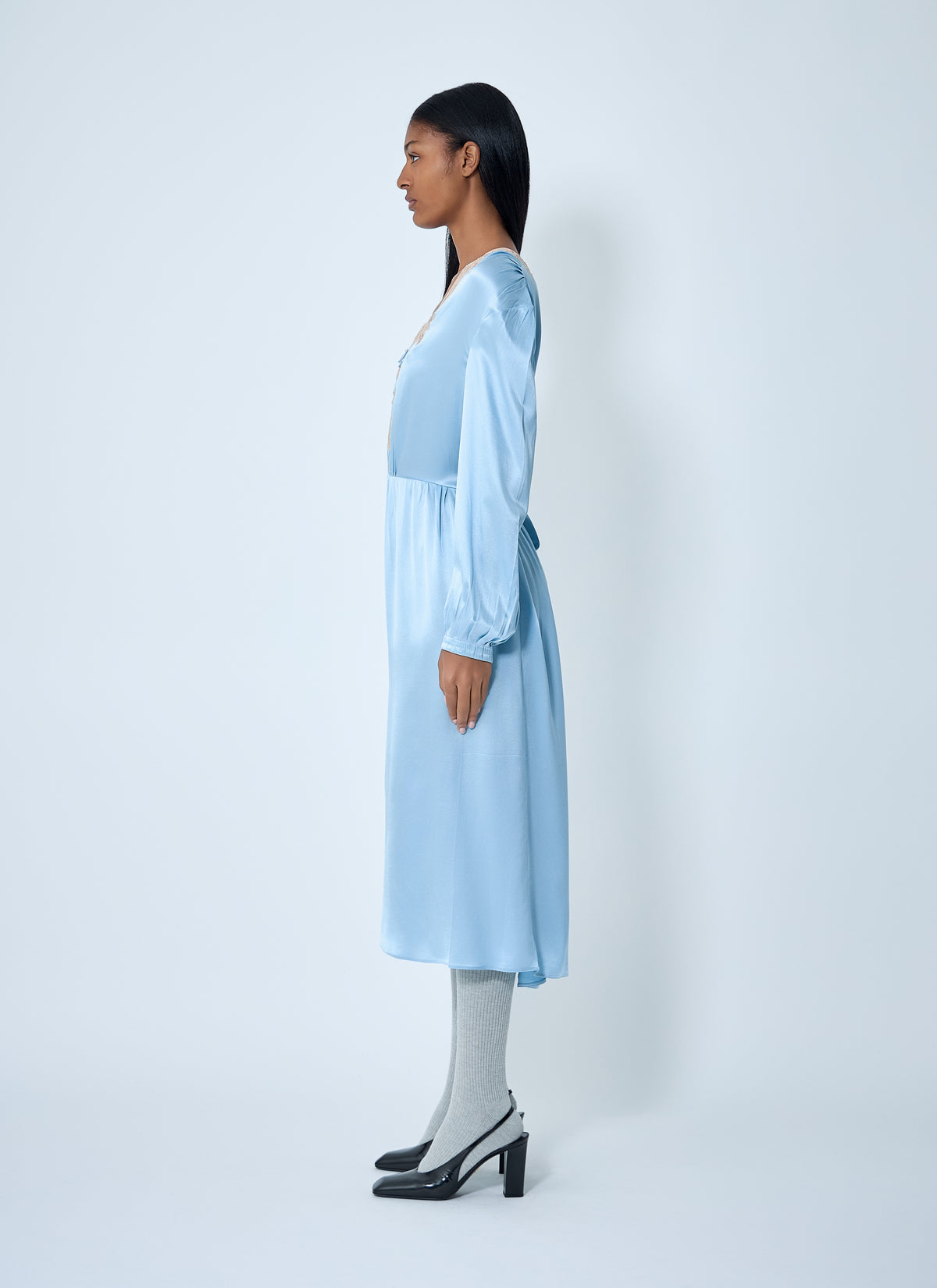 Prada Women Satin Crepe And Lace Dress