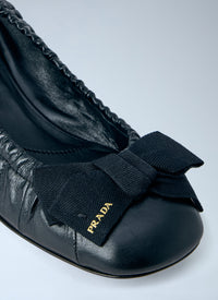 Prada Prada Women Leather Bow Detail Ballet Flats