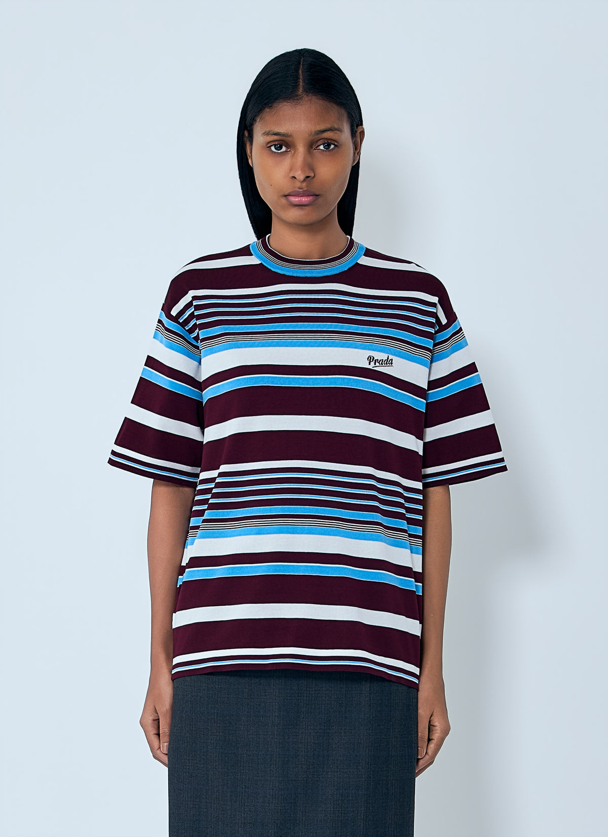 Prada Women Striped Crewneck T-Shirt