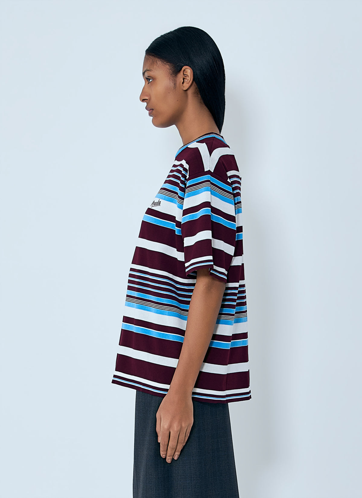 Prada Women Striped Crewneck T-Shirt