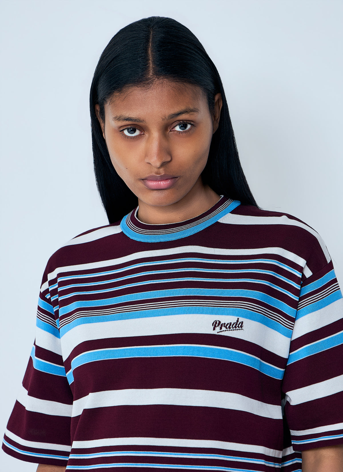 Prada Women Striped Crewneck T-Shirt