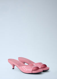Prada Women Patent Leather Kitten Heel Mules