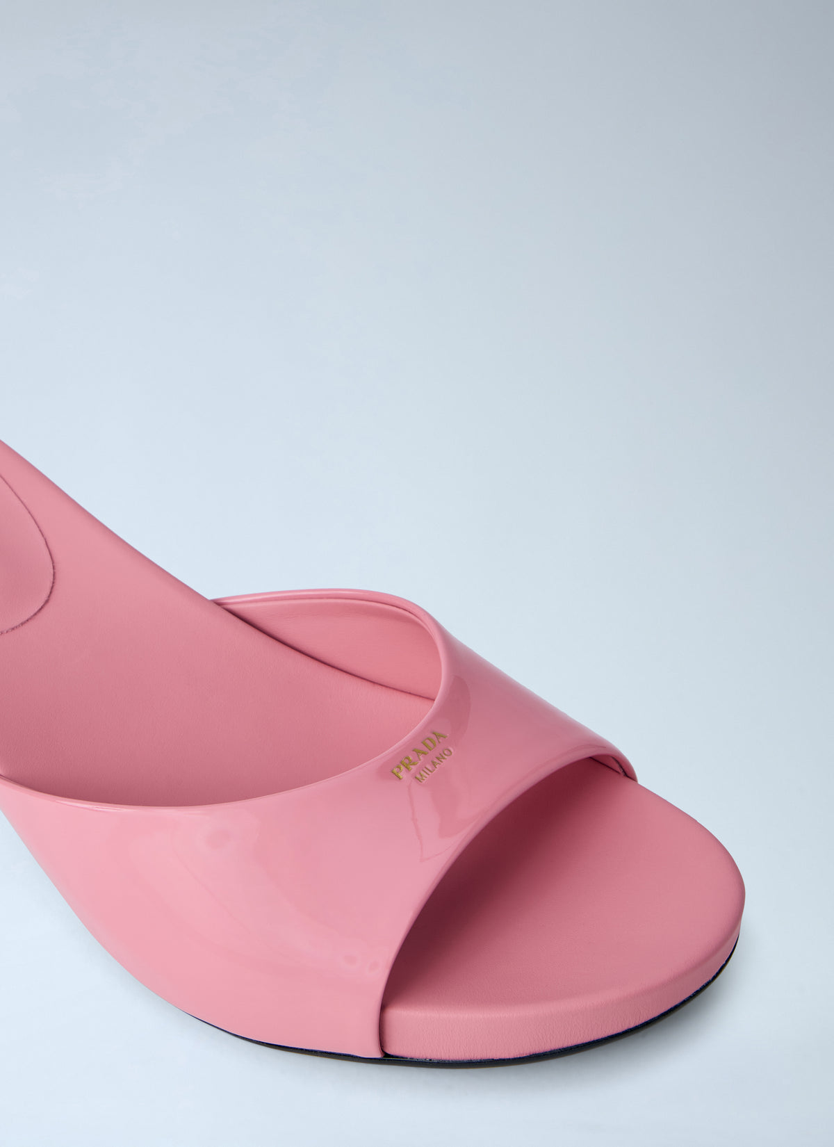 Prada Women Patent Leather Kitten Heel Mules