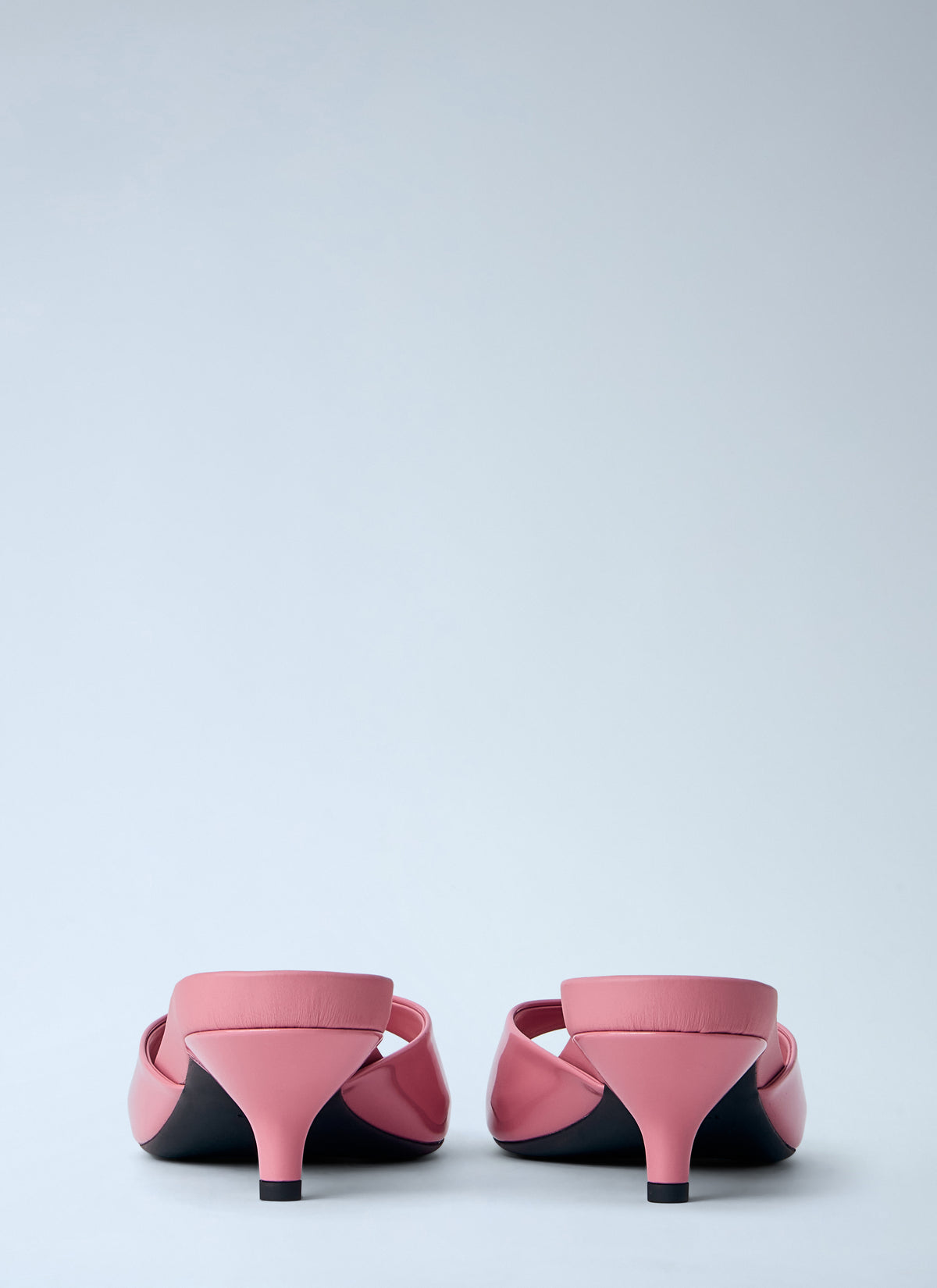 Prada Women Patent Leather Kitten Heel Mules