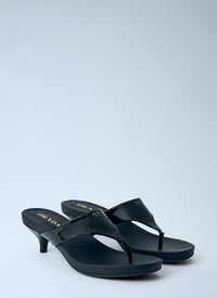 Prada Women Patent Leather Thong Sandals