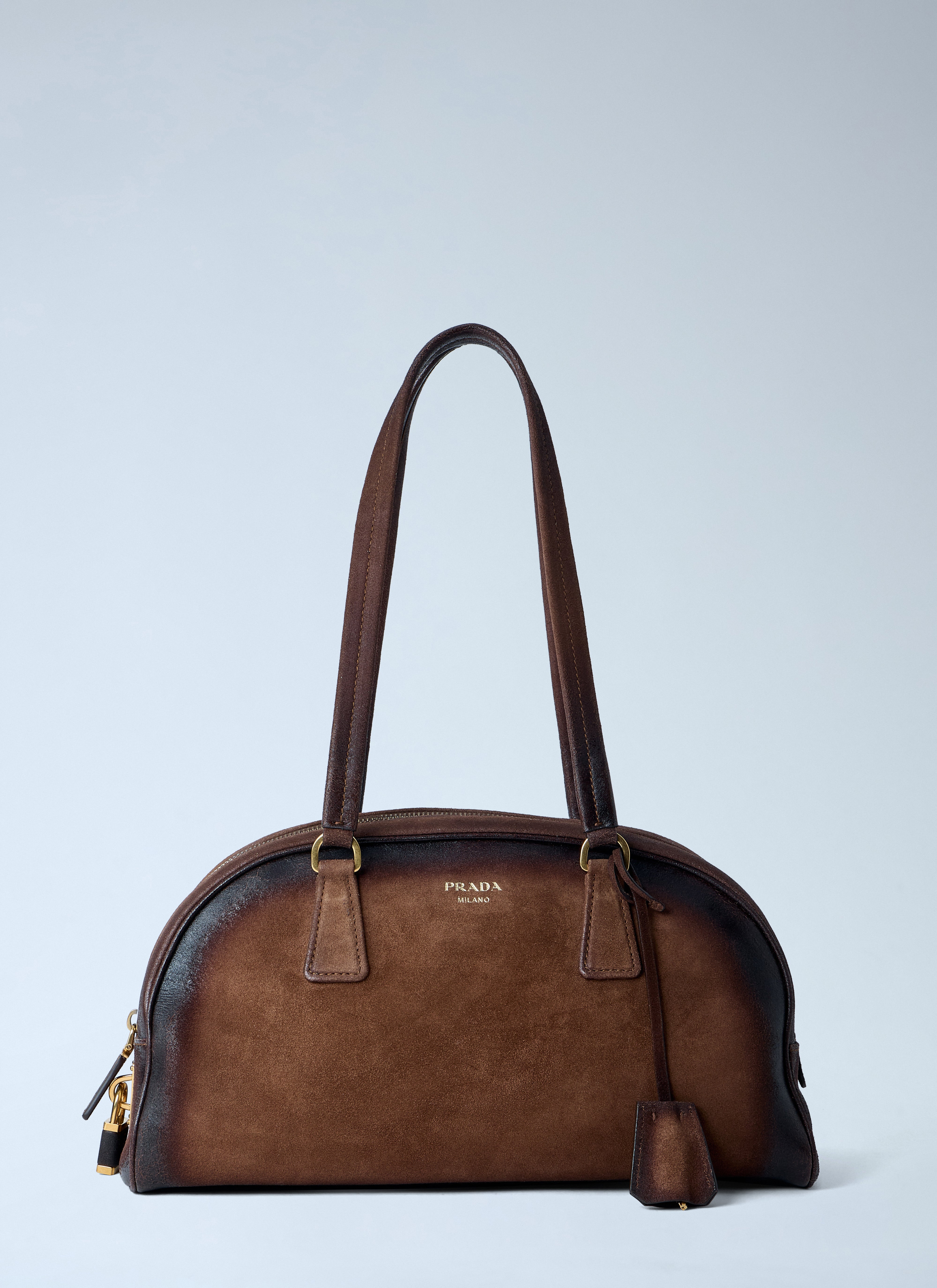 Prada Women Bowling Medium Suede Handbag – Bluefly