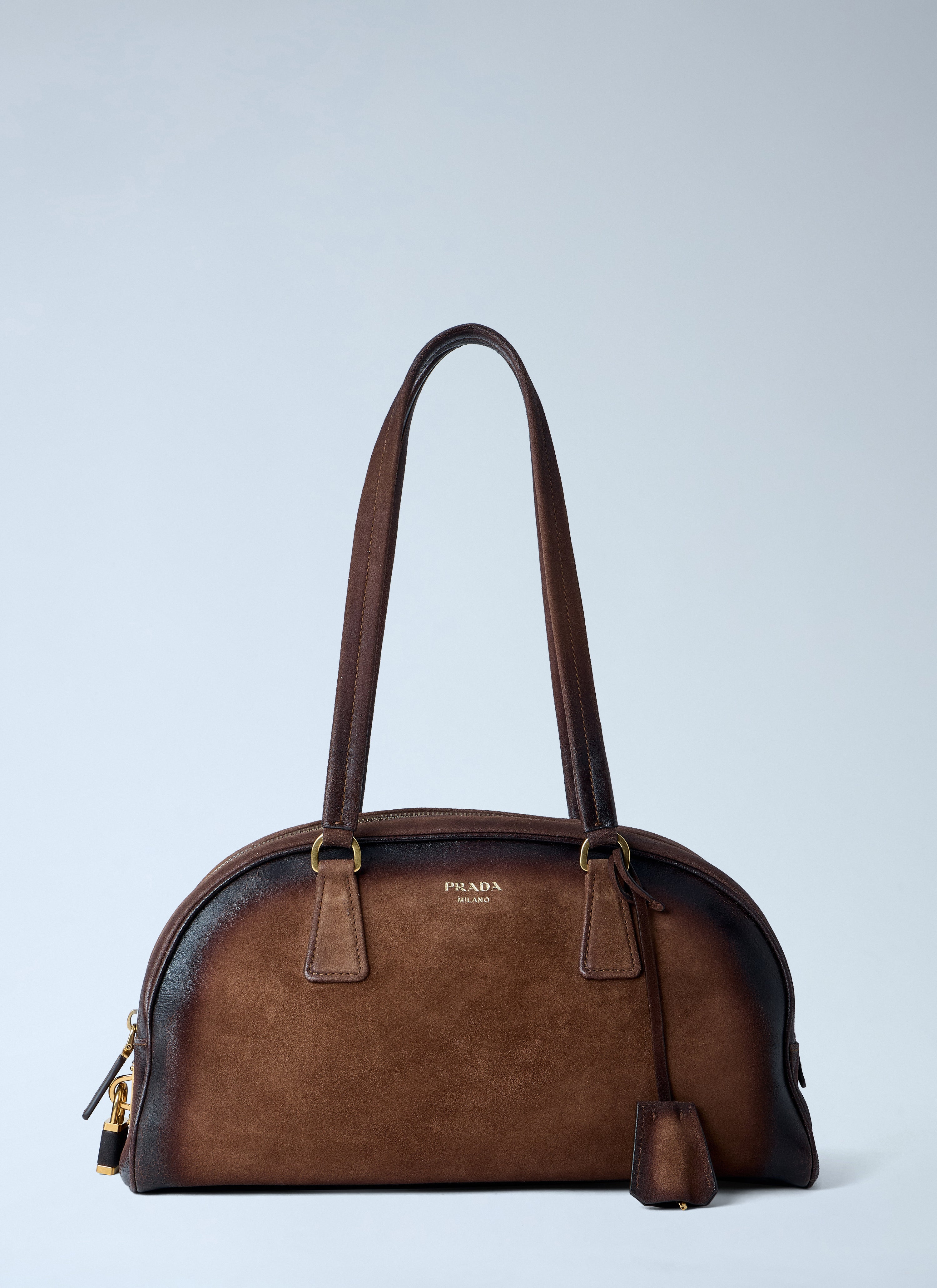 Prada Women Bowling Medium Suede Handbag