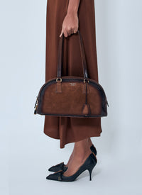 Prada Women Bowling Medium Suede Handbag