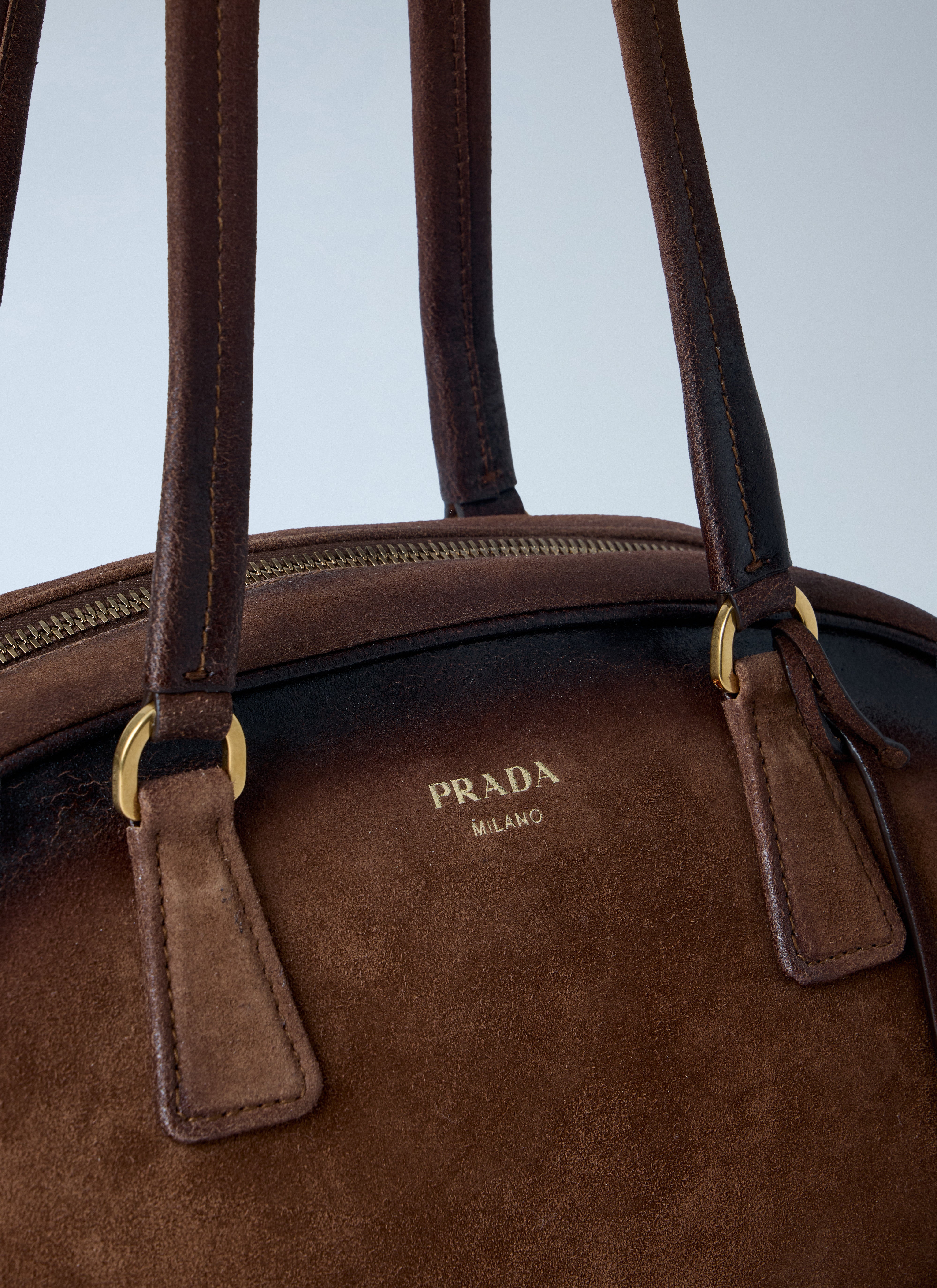 Prada Women Bowling Medium Suede Handbag – Bluefly
