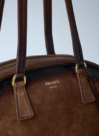 Prada Women Bowling Medium Suede Handbag