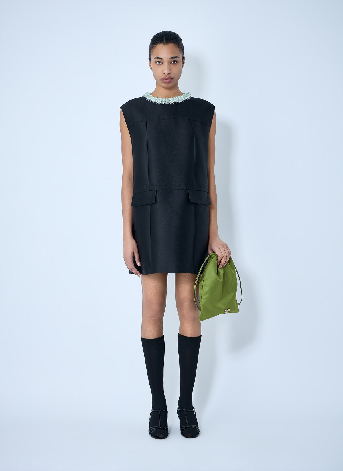 Prada Women Embellished Neckline Sleeveless Dress