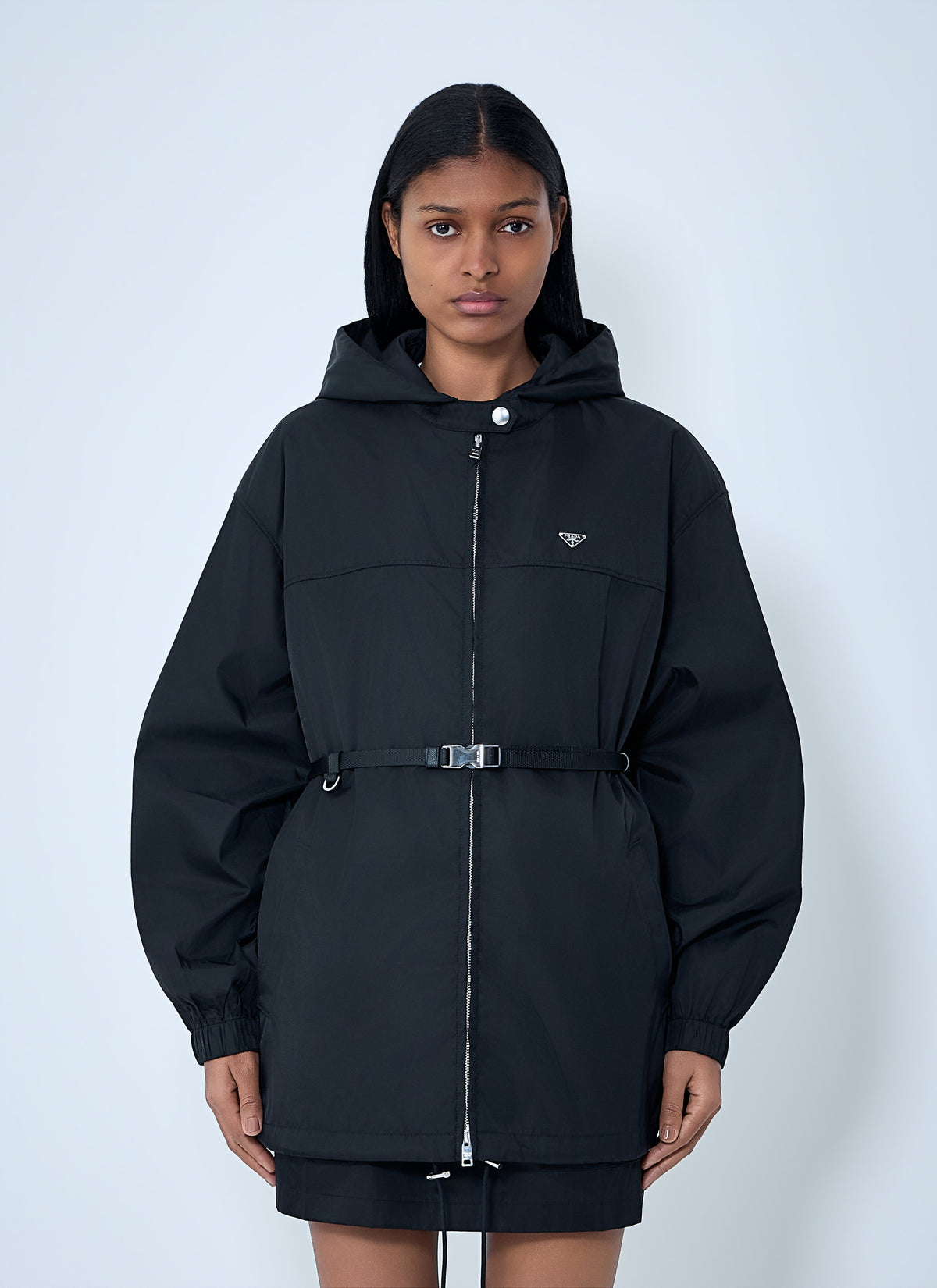 Prada Prada Women Re-Nylon Hooded Belted Anorak Jacket